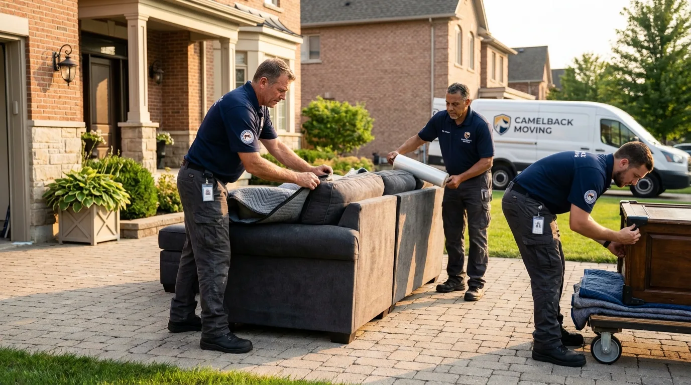 Large estate moving crew wrapping furniture in Raeford, NC